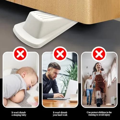 Utron White 4 Pack Door Stoppers | Floor Mount Rubber Door Wedge (10.9 cm x 5.6 cm x 3.3 cm) thumbnail 5