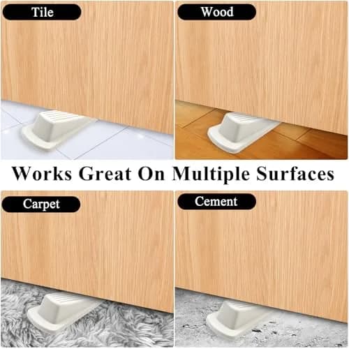 Utron White 4 Pack Door Stoppers | Floor Mount Rubber Door Wedge (10.9 cm x 5.6 cm x 3.3 cm) thumbnail 6