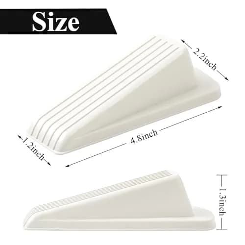 Utron White 4 Pack Door Stoppers | Floor Mount Rubber Door Wedge (10.9 cm x 5.6 cm x 3.3 cm) thumbnail 2