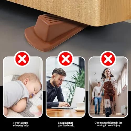 Utron Rubber Door Stopper Wedge 4.8x2.2x1.3in (Brown, 4-Pack) | Grips All Floor Types thumbnail 4