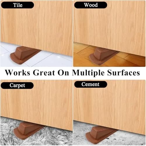Utron Rubber Door Stopper Wedge 4.8x2.2x1.3in (Brown, 4-Pack) | Grips All Floor Types thumbnail 5