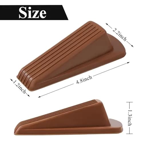 Utron Rubber Door Stopper Wedge 4.8x2.2x1.3in (Brown, 4-Pack) | Grips All Floor Types thumbnail 2