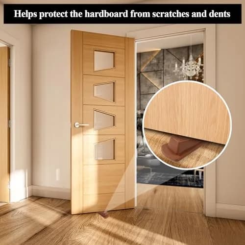 Utron Rubber Door Stopper Wedge 4.8x2.2x1.3in (Brown, 4-Pack) | Grips All Floor Types thumbnail 3