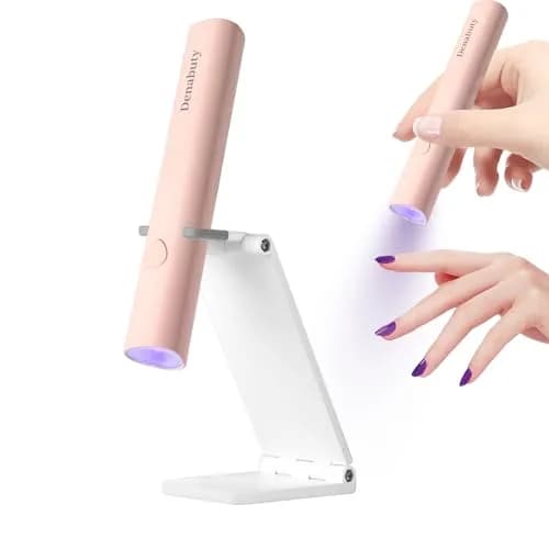 Denabuty Mini UV LED Nail Lamp Handheld with Stand, Pink 11.3cm (4.4in) | Fast Gel Nail Curing thumbnail 1
