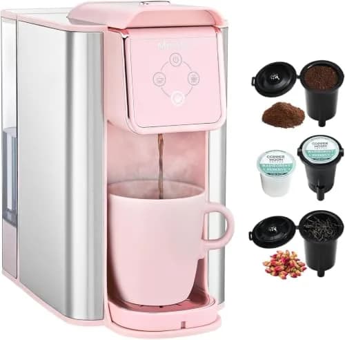 Mecity 120V 10 oz Coffee Maker | Compatible with K cup Capsules & Tea, Removable 50 Oz Water Tank — Pink / 6.3 x 10.4 10.6 inches - main product image