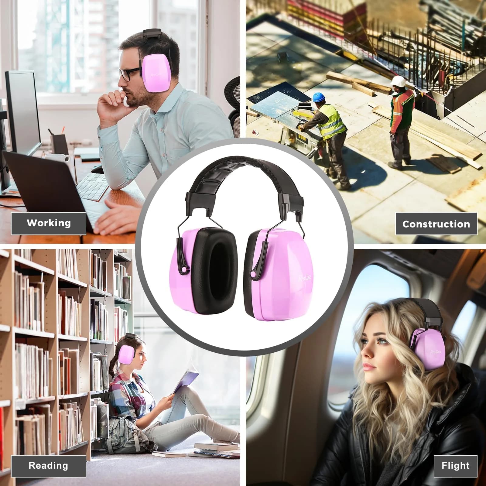 ProCase SNR33dB Noise Reduction Earmuffs, Adult Hearing Protection, Purple | ANSI S3.19 Certified - view 6