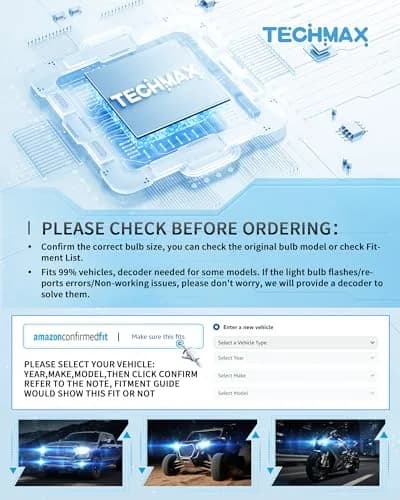 TECHMAX H7 LED Headlight Bulbs 6500K Xenon White 30000LM 2-Pack | Plug-and-Play H7 Fog Bulb with Cooling Fan thumbnail 8