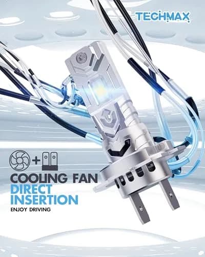 TECHMAX H7 LED Headlight Bulbs 6500K Xenon White 30000LM 2-Pack | Plug-and-Play H7 Fog Bulb with Cooling Fan thumbnail 9