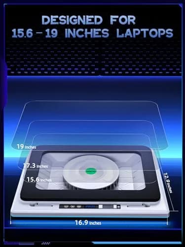 llano V12 RGB Laptop Cooling Pad, Gaming Laptop Cooler with 5.5-inch Turbofan, 44°C Drop, 36W Power, White (2.13 kg) thumbnail 6