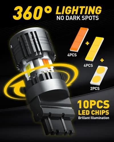 AUXITO 3157 Switchback LED Bulbs 3057 3457 4157 Dual Color Amber/White | Error-Free Turn Signal & DRL thumbnail 7