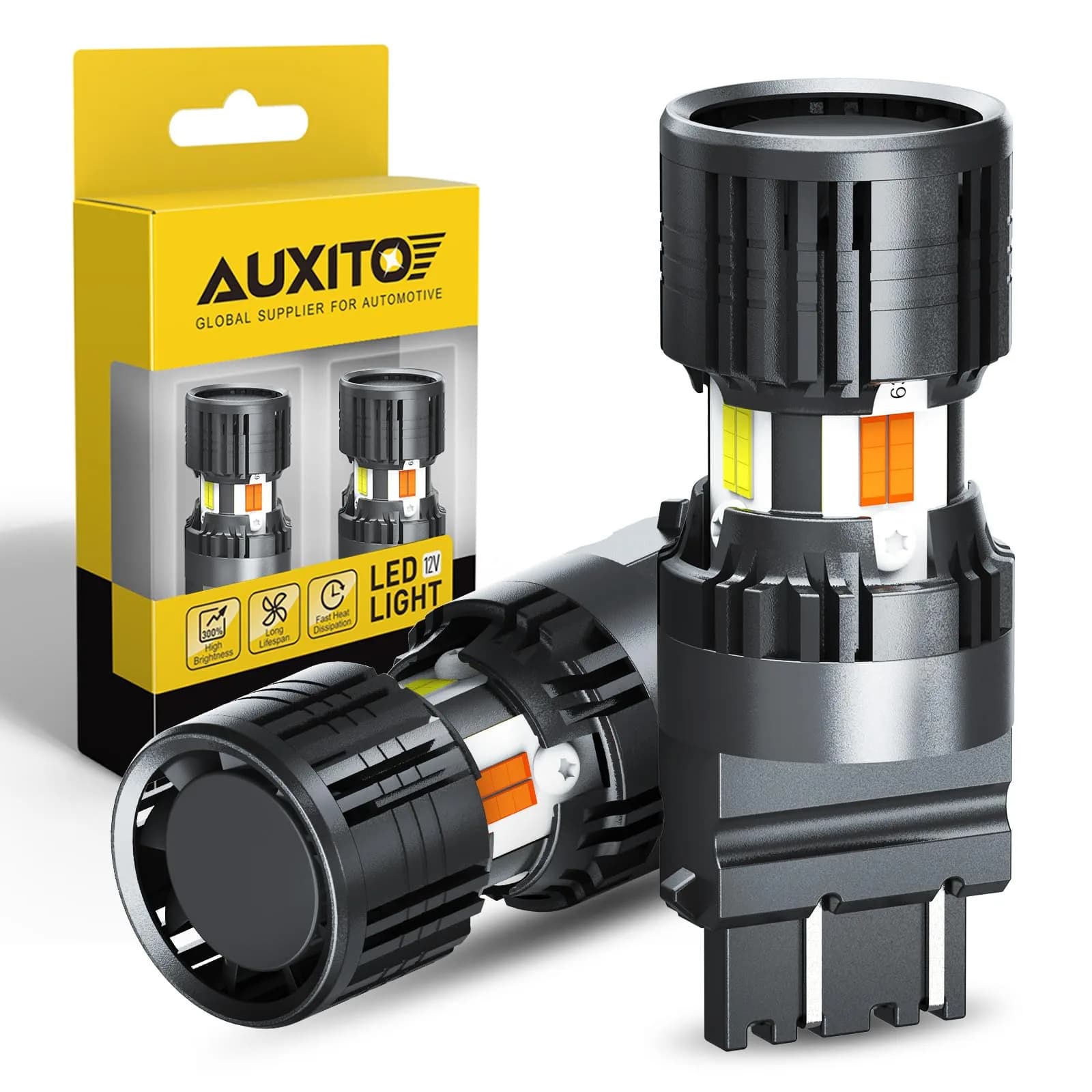 AUXITO 3157 Switchback LED Bulbs 3057 3457 4157 Dual Color Amber/White | Error-Free Turn Signal & DRL - main product image