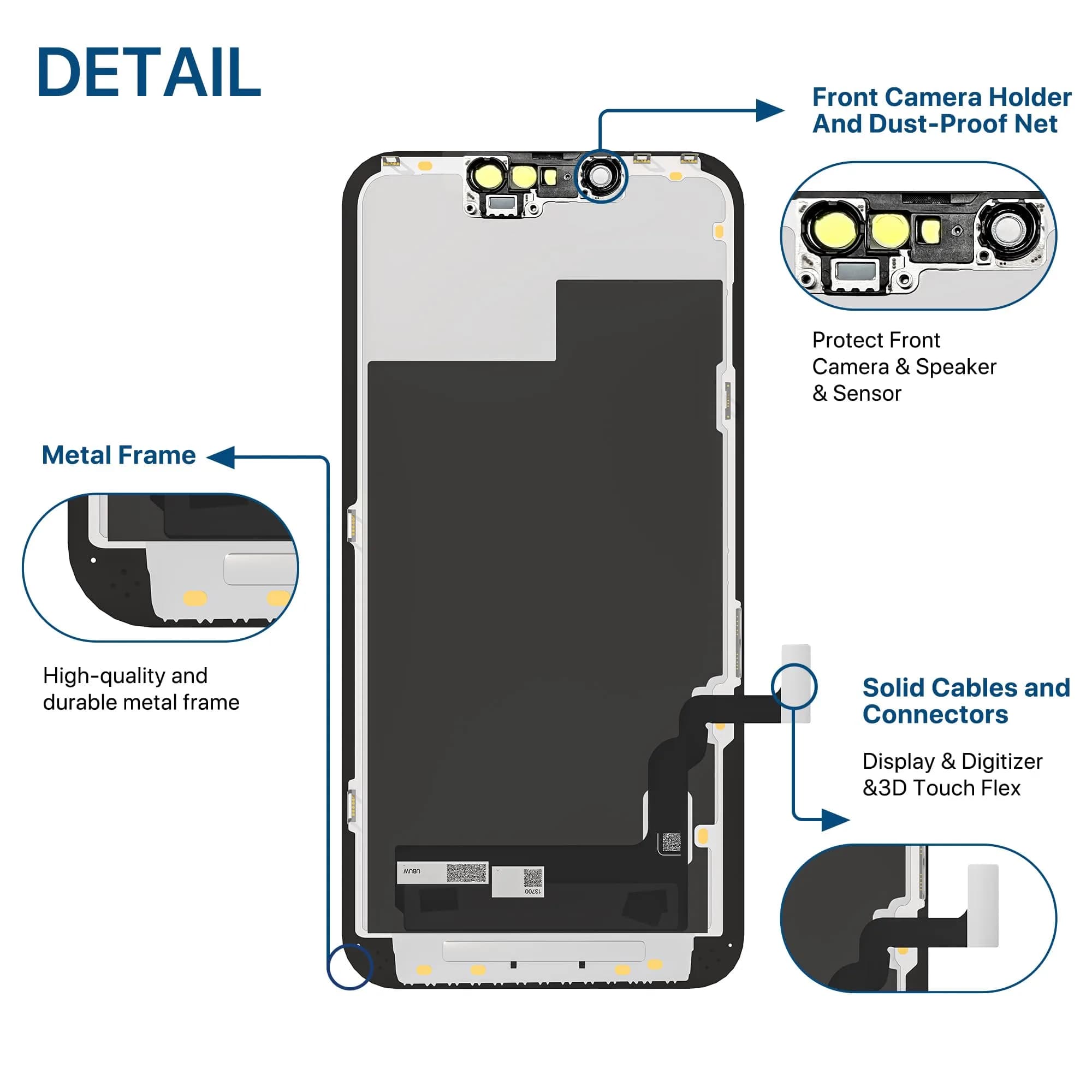 FFtopu iPhone 13 Screen Replacement Kit 6.1" LCD Display with Digitizer Assembly | Full HD Screen Repair for Models A2633 A2482 A2631 A2634 A2635 - view 6