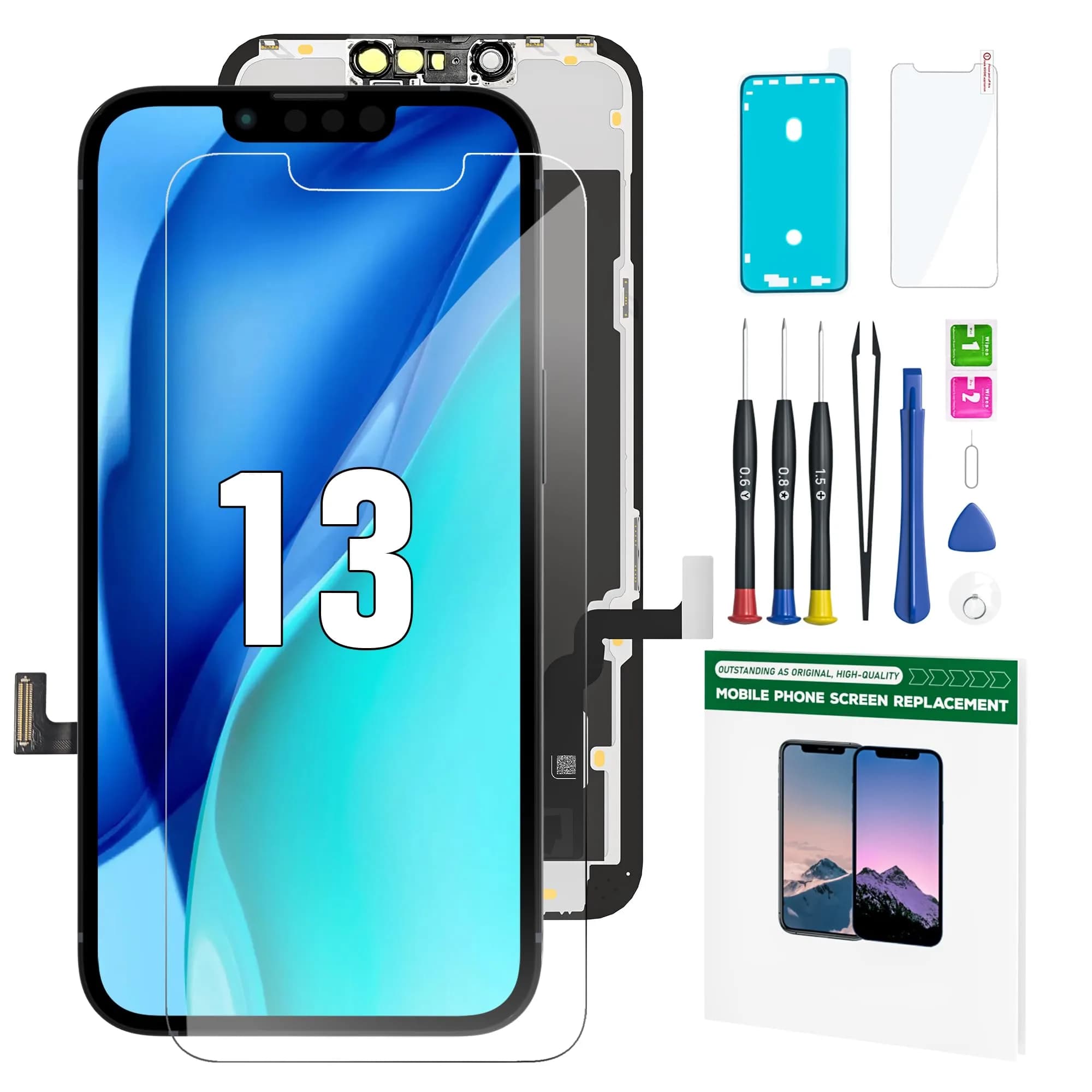 FFtopu iPhone 13 Screen Replacement Kit 6.1" LCD Display with Digitizer Assembly | Full HD Screen Repair for Models A2633 A2482 A2631 A2634 A2635