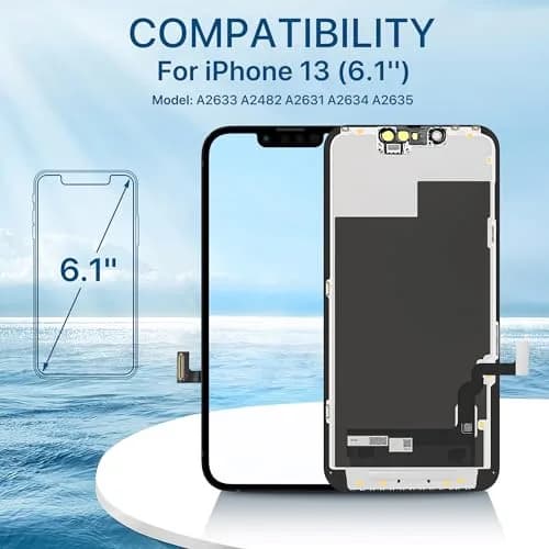 FFtopu iPhone 13 Screen Replacement Kit 6.1" LCD Display with Digitizer Assembly | Full HD Screen Repair for Models A2633 A2482 A2631 A2634 A2635 thumbnail 2
