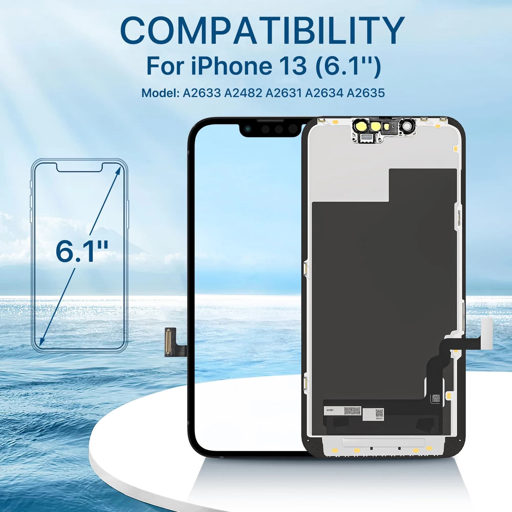FFtopu iPhone 13 Screen Replacement Kit 6.1" LCD Display with Digitizer Assembly | Full HD Screen Repair for Models A2633 A2482 A2631 A2634 A2635 - view 2