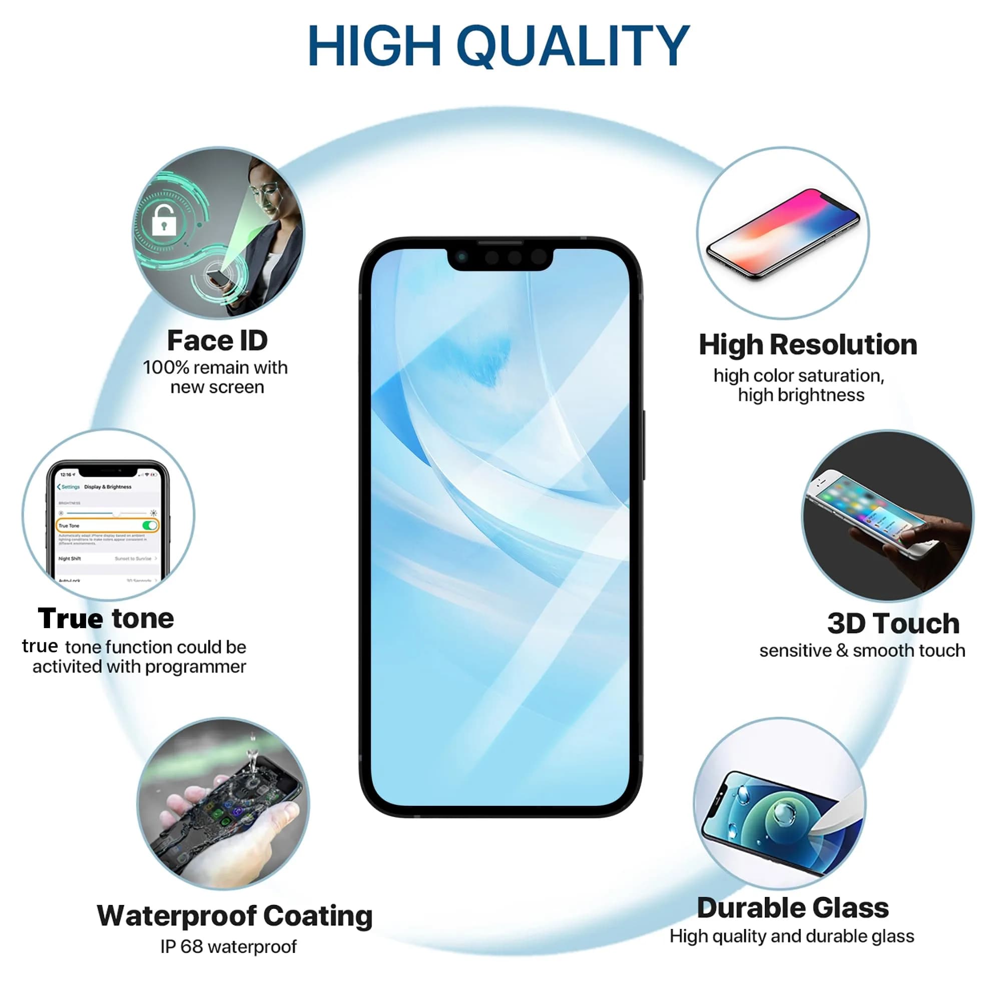 FFtopu iPhone 13 Screen Replacement Kit 6.1" LCD Display with Digitizer Assembly | Full HD Screen Repair for Models A2633 A2482 A2631 A2634 A2635 - view 3