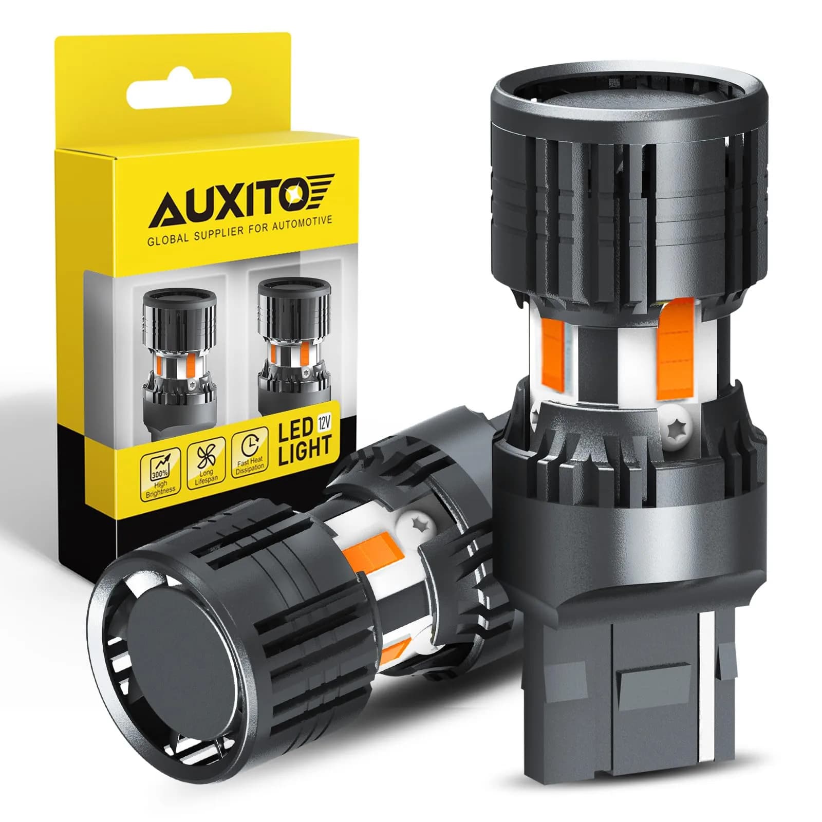 AUXITO CANBUS 7440 LED Bulbs Amber Yellow | Error-Free Turn Signal Lights, Pack of 2