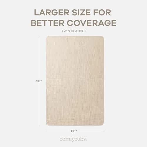 Comfy Cubs Adult Muslin Blanket 90x66” Twin | Breathable, Soft & Multi-Size Cotton Throw thumbnail 4