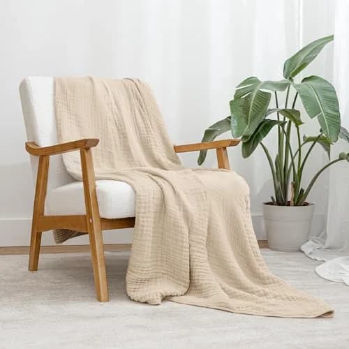Comfy Cubs Adult Muslin Blanket 90x66” Twin | Breathable, Soft & Multi-Size Cotton Throw thumbnail 5