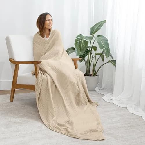 Comfy Cubs Adult Muslin Blanket 90x66” Twin | Breathable, Soft & Multi-Size Cotton Throw thumbnail 2
