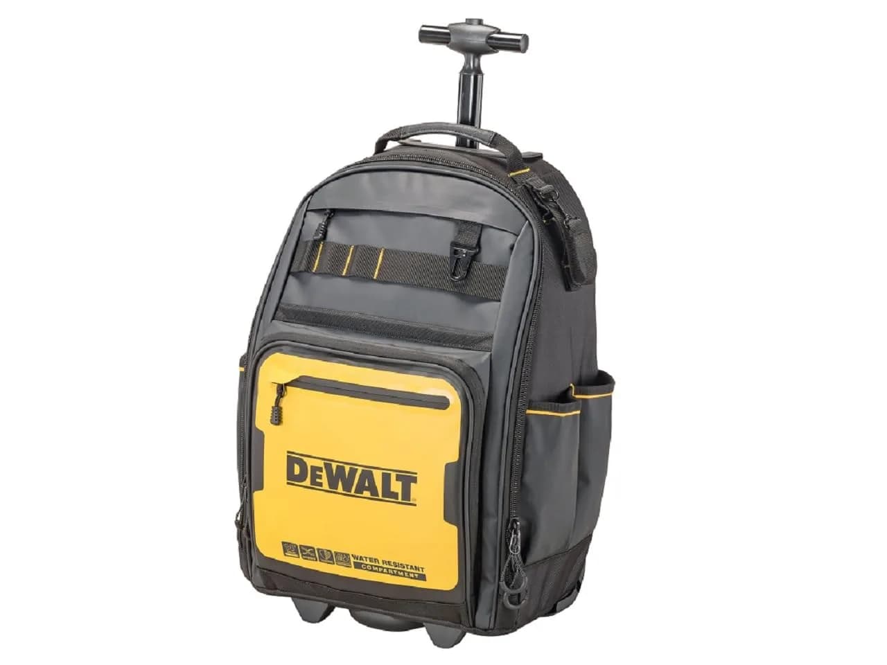 DEWALT Portable Tool Box Backpack with Casters Water & Dust Resistant 13.6 x 9.4 x 21 inches | Durable Storage for DIY — Black