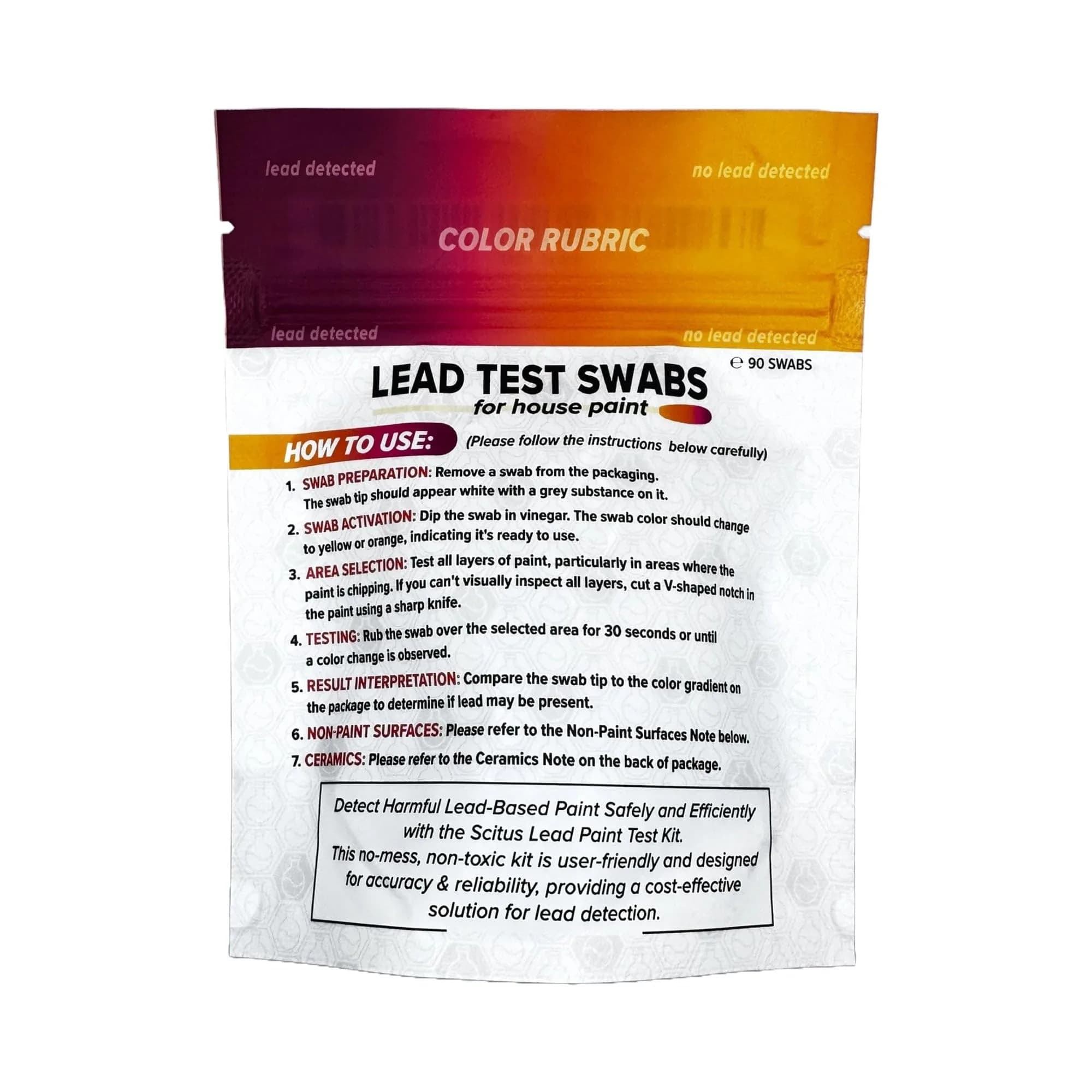 SCITUS KNOW, UNDERSTAND Lead Test Kit for Paint, Ceramics & More | Fast, Accurate Home Lead Detection (90 Count)
