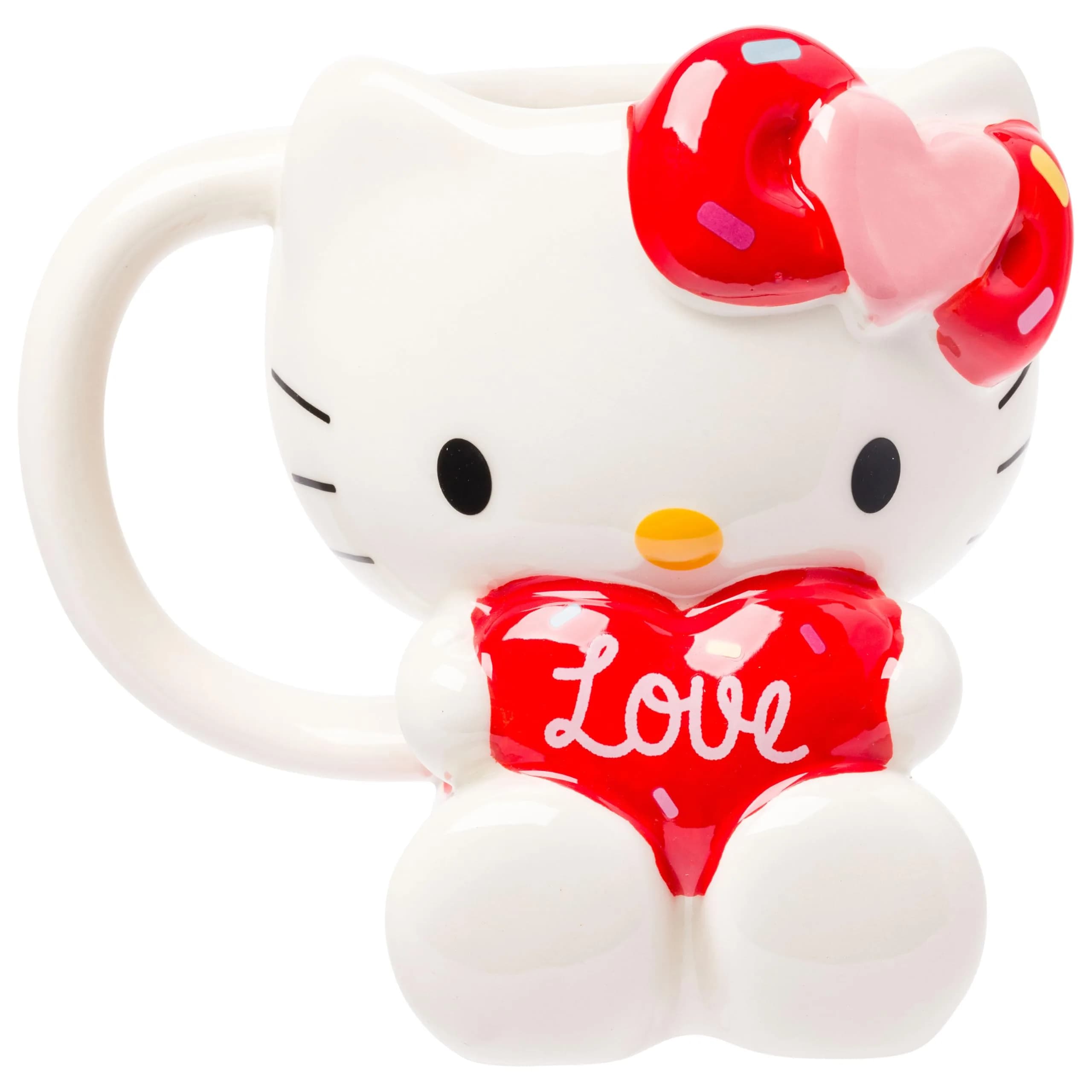 Silver Buffalo Sanrio Hello Kitty Holding Love Heart 3D Sculpted Mug 591ml (20oz) | Officially Licensed Sanrio Collectible