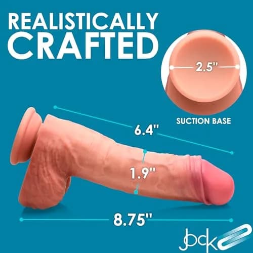 CURVE TOYS Jock 8.75" Uncut Dual Density Silicone Dildo 22.2cm (8.75in) | Realistic Feel for Couples thumbnail 3