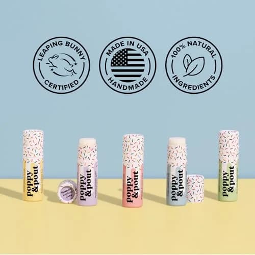 Poppy & Pout Birthday Cake Jumbo Lip Balm | All Natural Moisturizer with Beeswax & Vitamin E thumbnail 4