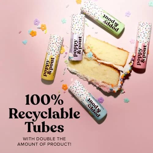 Poppy & Pout Birthday Cake Jumbo Lip Balm | All Natural Moisturizer with Beeswax & Vitamin E thumbnail 5