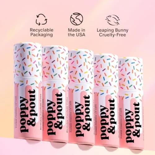 Poppy & Pout Birthday Cake Jumbo Lip Balm | All Natural Moisturizer with Beeswax & Vitamin E thumbnail 6