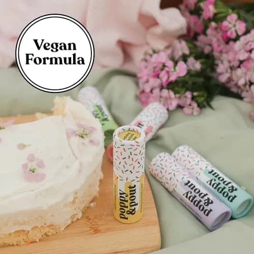 Poppy & Pout Birthday Cake Jumbo Lip Balm | All Natural Moisturizer with Beeswax & Vitamin E thumbnail 7