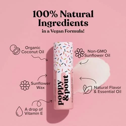 Poppy & Pout Birthday Cake Jumbo Lip Balm | All Natural Moisturizer with Beeswax & Vitamin E thumbnail 2
