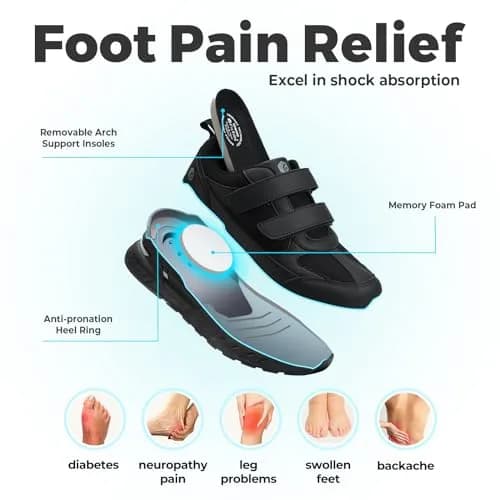 FitVille Extra Wide Walking Shoes for Men Wide Width | Orthopedic Sneakers for Swollen Feet & Neuropathy thumbnail 5