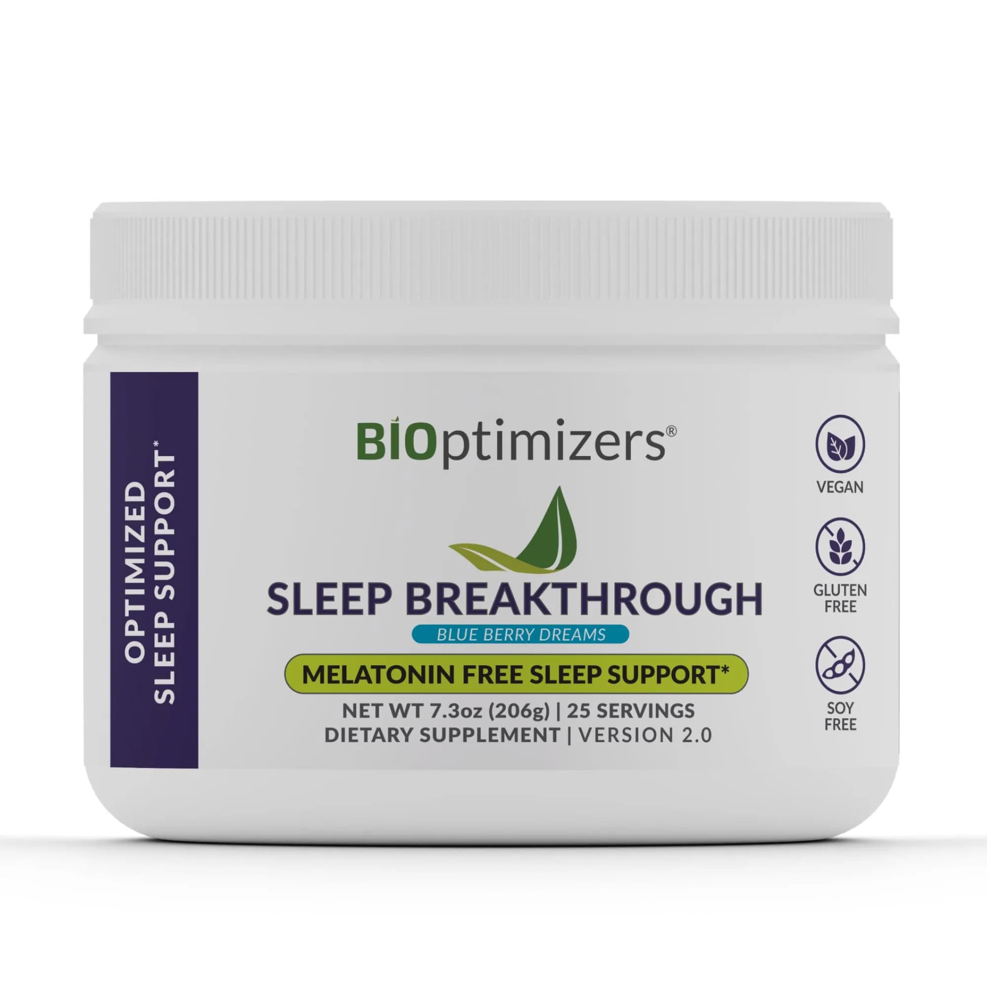 BIOptimizers Sleep Breakthrough Blueberry 202.5 g | Non Habit Forming, Melatonin-Free, Natural Sleep Support — Blueberry Dreams
