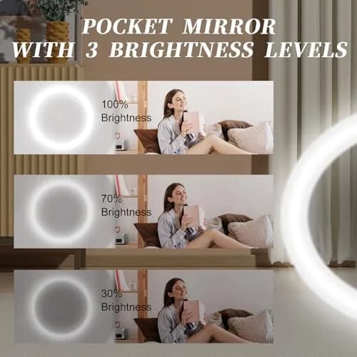 Kakuje Pink Compact Mirror with Light, 1X/3X Magnification LED Pocket Mirror | Rechargeable, Portable, Travel-Ready thumbnail 5