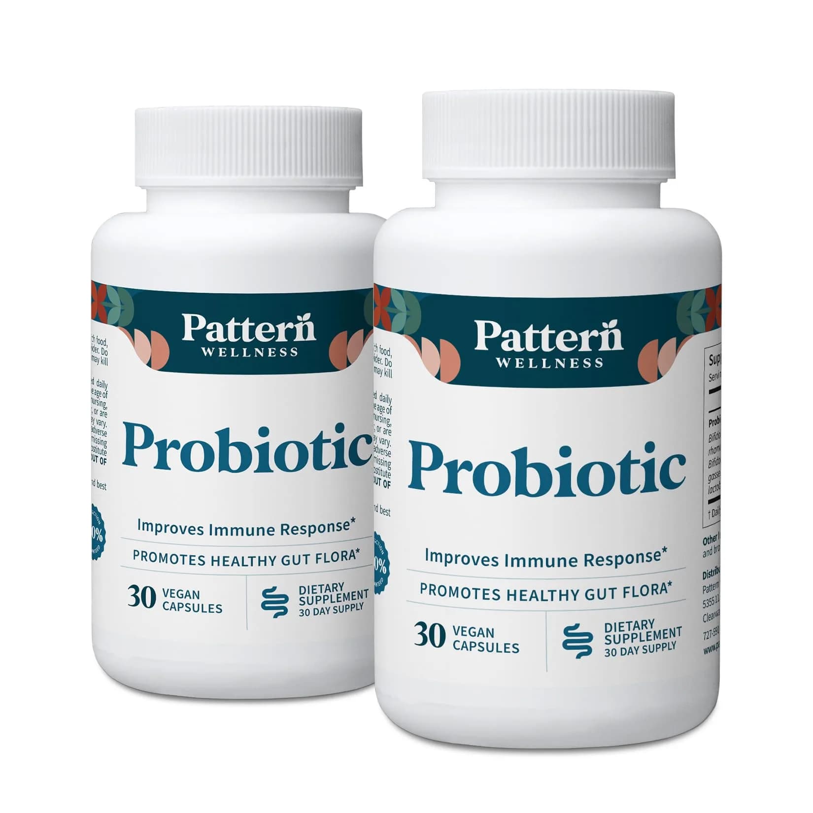 Pattern Wellness Probiotic Supplement 60 Vegan Capsules | Supports Gut & Immunity - main product image