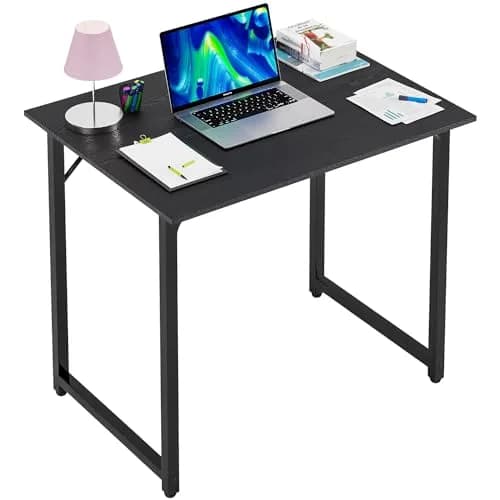 PayLessHere 32 Inch Computer Desk Retro Brown | Sturdy Metal Frame & Wood Top for Home Office thumbnail 1