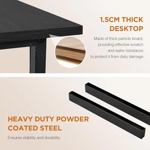 PayLessHere 32 Inch Computer Desk Retro Brown | Sturdy Metal Frame & Wood Top for Home Office thumbnail 6