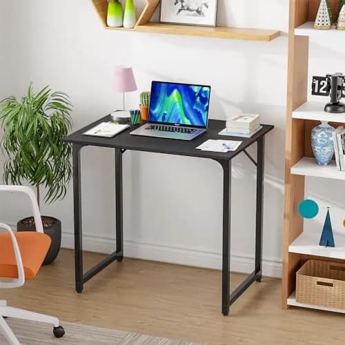 PayLessHere 32 Inch Computer Desk Retro Brown | Sturdy Metal Frame & Wood Top for Home Office thumbnail 2