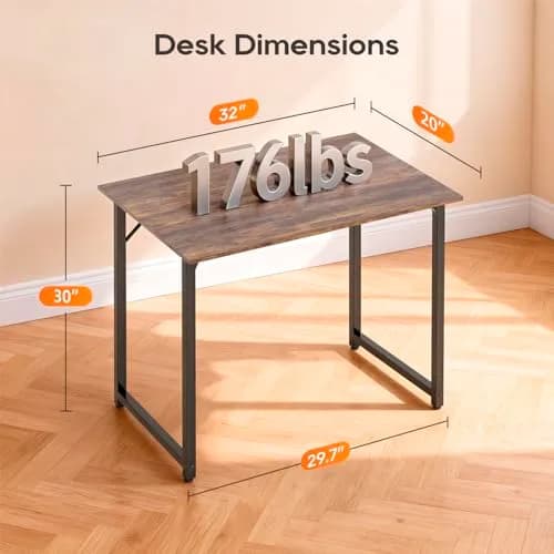 PayLessHere 32 Inch Computer Desk Brown | Sturdy Office Desk with 3 Drawers & Metal Frame thumbnail 7