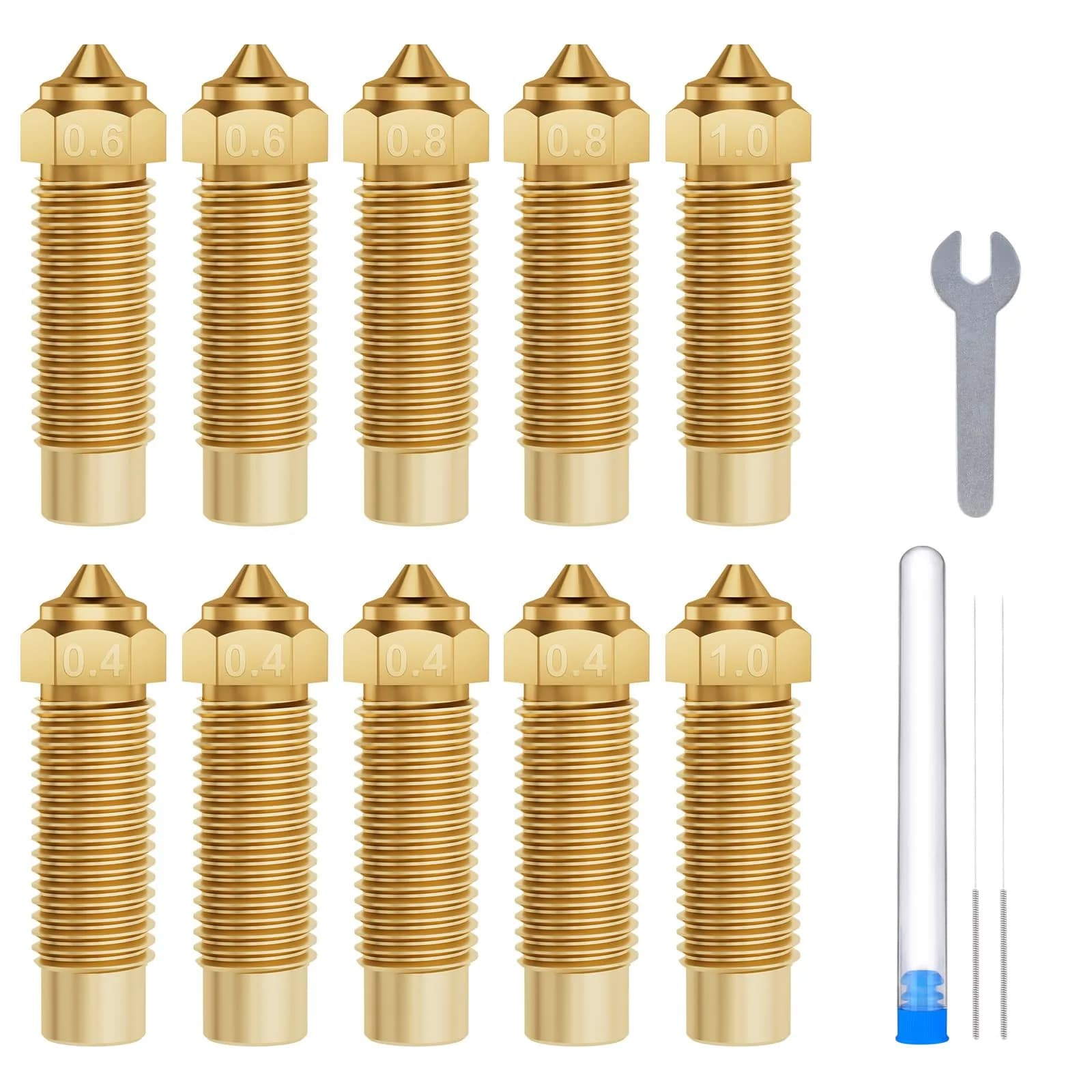 ELEGOO Brass Nozzles for Neptune 4 Plus/Max | 0.4/0.6/0.8/1.0mm Pack of 10