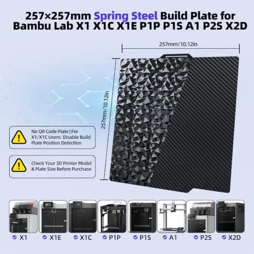 IdeaFormer-3D PEO PET Build Plate 257x257mm | Flexible Spring Steel Bed for Bambu Labs thumbnail 6