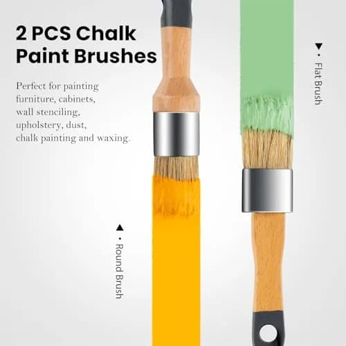 YiBaiBrush Chalk Paint Brush, 2 Pack Wax Brushes with Natural Bristle | Ideal for Chalk & Milk Paint, Furniture & Art thumbnail 5