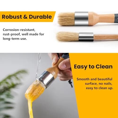 YiBaiBrush Chalk Paint Brush, 2 Pack Wax Brushes with Natural Bristle | Ideal for Chalk & Milk Paint, Furniture & Art thumbnail 6