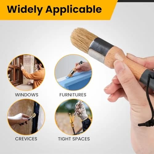 YiBaiBrush Chalk Paint Brush, 2 Pack Wax Brushes with Natural Bristle | Ideal for Chalk & Milk Paint, Furniture & Art thumbnail 3