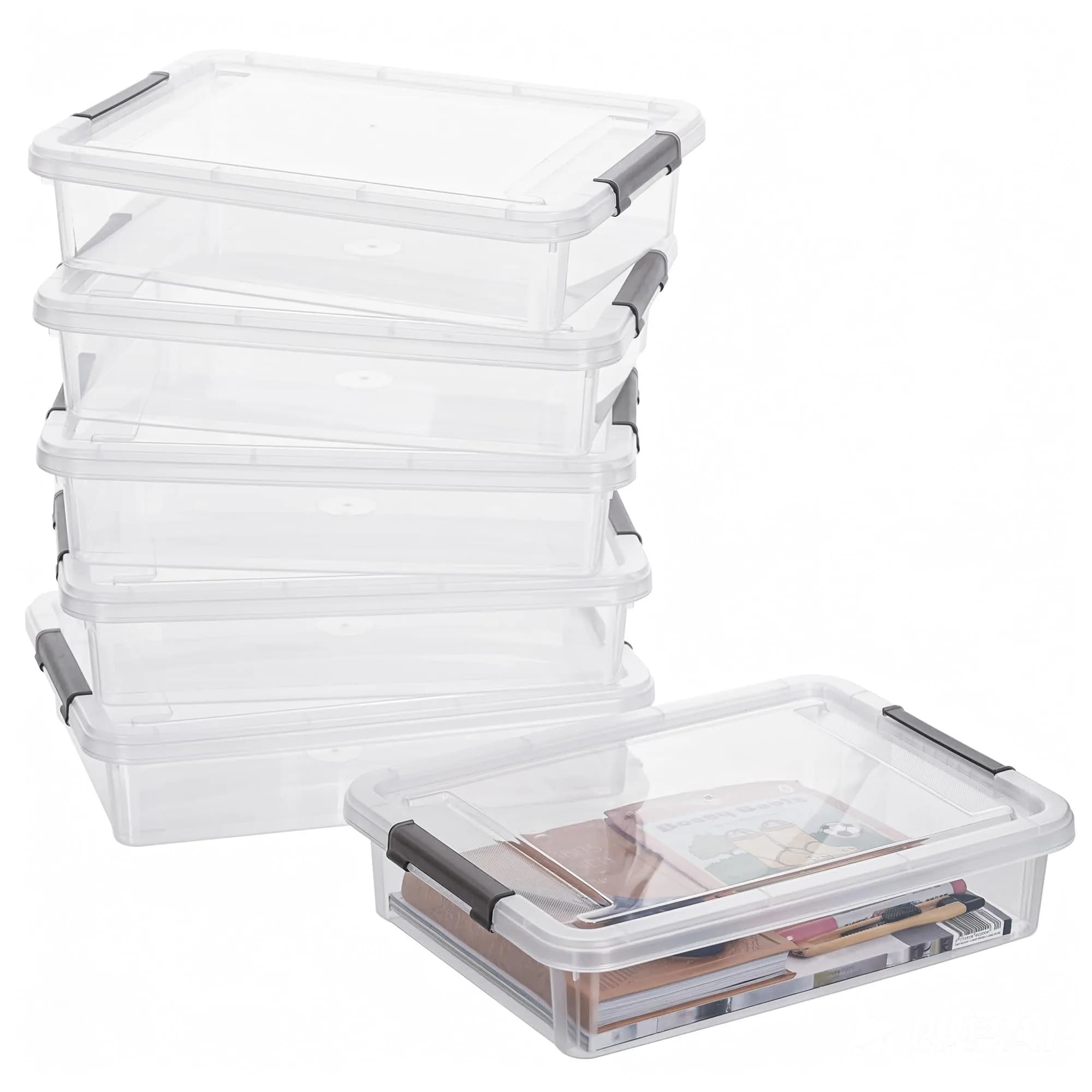 Citylife 3.3 Qt Storage Bins with Lids | Stackable Plastic Organizer for Office & School Supplies