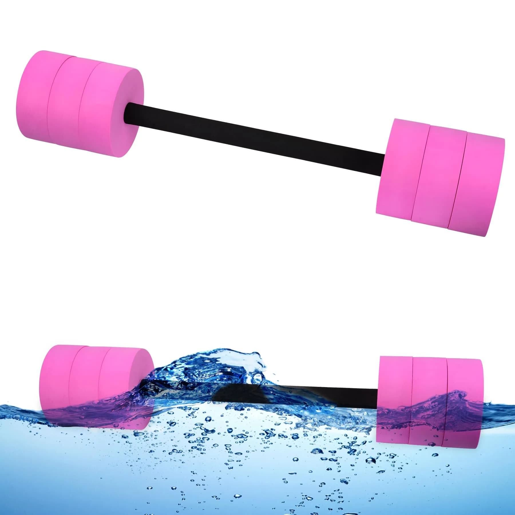 Hikeen Aquatic Exercise Dumbbells Blue Long Barbell | Water Aerobics Pool Resistance — Pink