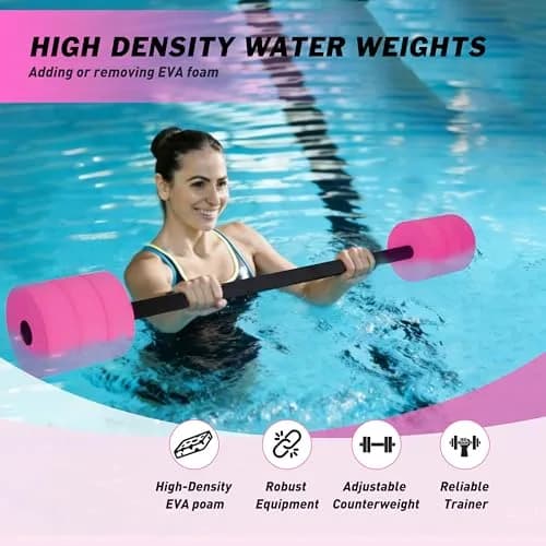 Hikeen Aquatic Exercise Dumbbells Pink Long Barbell | Water Resistance Workout Equipment thumbnail 6