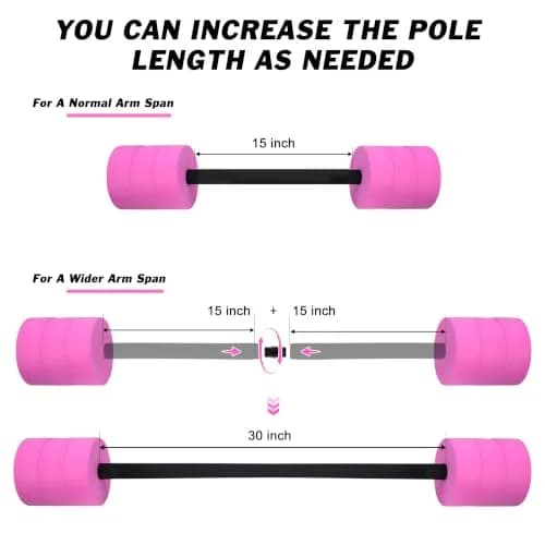Hikeen Aquatic Exercise Dumbbells Pink Long Barbell | Water Resistance Workout Equipment thumbnail 7